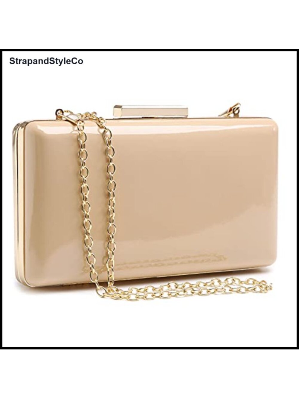 Patent Vegan Leather Pleated Evening Clutch Crossbody Bag